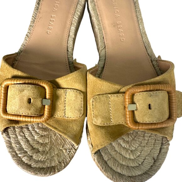 Veronica Beard Apa Suede Buckle Espadrille Sandals Desert Beige Size 7 - Picture 8 of 9